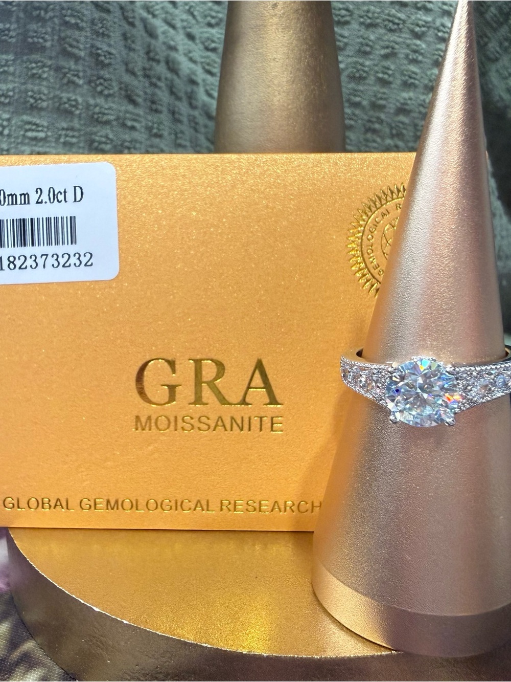 Silver Solitaire Engagement Ring with Moissanite Stone